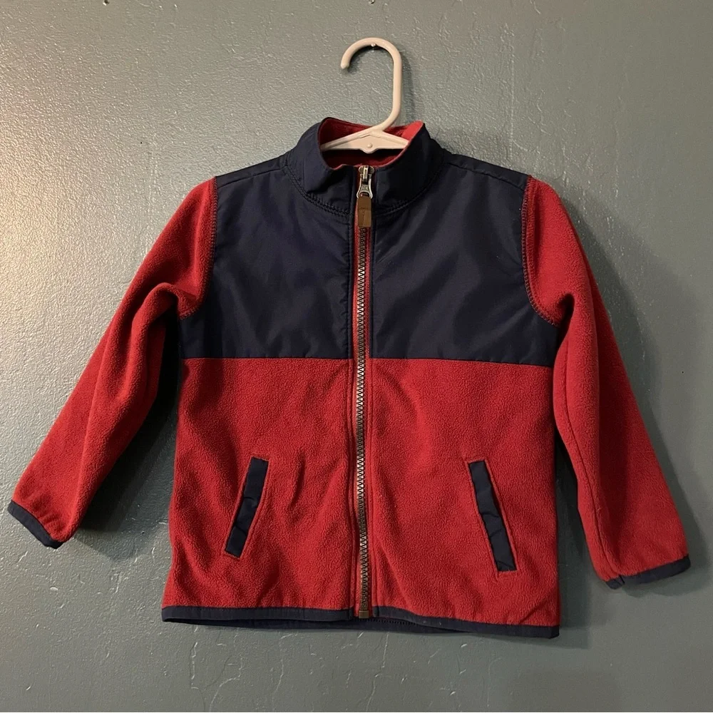 Carters Boys Red and Blue Full Zippered Long Sleeve Coat Size 24 Months - Picture 1 of 3